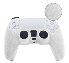 Leer-Look Silicone Hoes / Skin voor Playstation 5 - PS5 Controller    Wit
