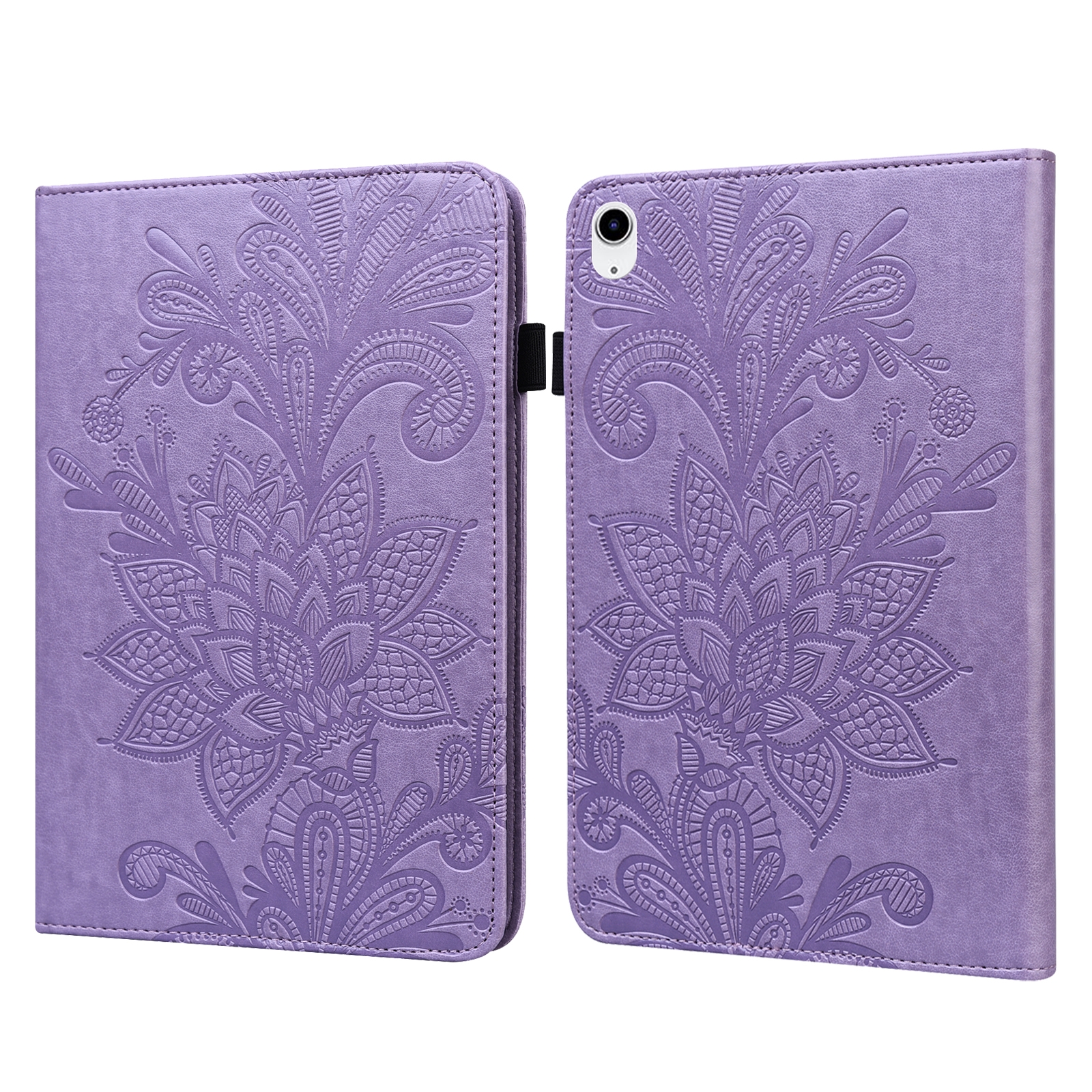 Bescherm-Etui Hoes Map voor Apple iPad 10 - 11 -  10.9  -   Bloem Reliëf -   Paars