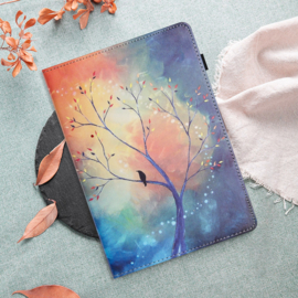Luxe Bescherm-Etui Hoes Map voor Samsung Galaxy Tab  A9 Plus - A11 Plus - 11"  -   "Boom met Vogel Schilderij"