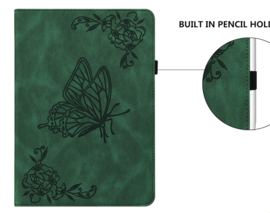 Luxe Bescherm-Etui Hoes Map voor Samsung Galaxy Tab  A9 Plus - A11 Plus - 11" -    Vlinder - Groen