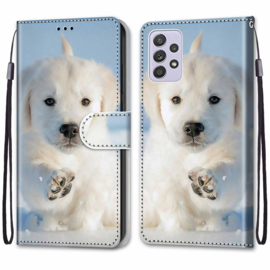 BookCover Hoes Etui voor Samsung Galaxy A33    Puppy in de Sneeuw Wit