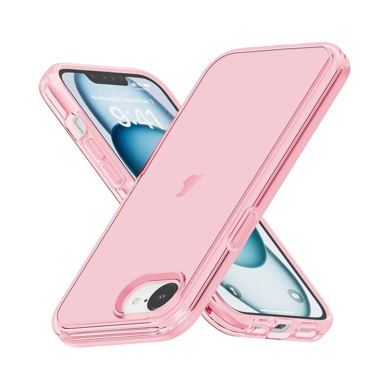 Transparant Hard-Cover Bescherm-Hoes + Screenprotector voor iPhone 16e  -  Roze