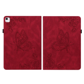 Luxe Bescherm-Etui Map voor iPad Air 6 11" - 2024 - Rood  - Vlinder