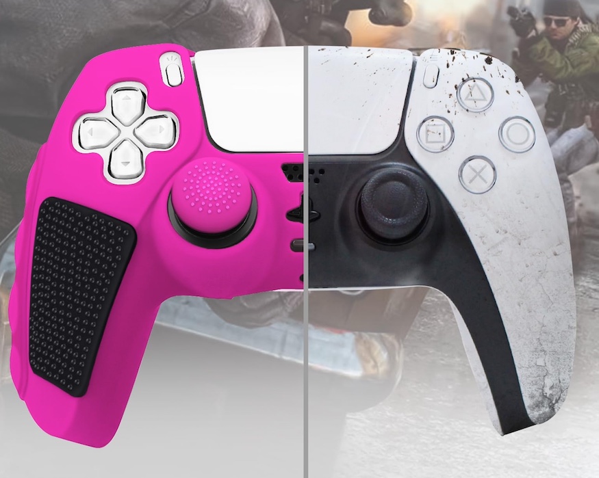 Grip Silicone Hoes / Skin met 4 Thumb Grips voor Playstation 5 PS5 DualSense Controller  -  Roze  -   V3