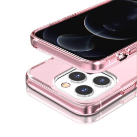 Transparant Hard-Cover Bescherm-Hoes + Screenprotector voor iPhone 15 PRO Roze