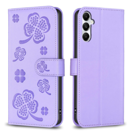 BookCover Hoes Etui voor Samsung Galaxy A55  -  Klavertje Vier - Geluk - Paars