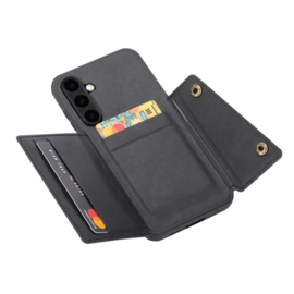 PU Bescherm-Hoes Cover met 4 Pas-vak voor Samsung Galaxy S26 PLUS - Zwart