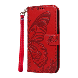 BoekCover Hoes Etui voor Samsung Galaxy A57  -  Vlinder -  Rood - V1*
