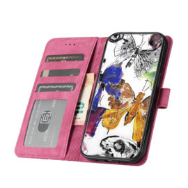 BoekCover Hoes Etui voor Samsung Galaxy A17 - A27 - A26 -  Roze  -  Vlinders -  Reliëf