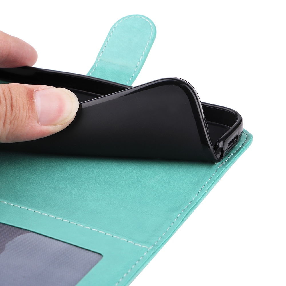 PU BoekCover Hoes Etui voor Samsung Galaxy A36 - A56   Groen   -  Bloem-Motief in Reliëf