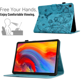 Luxe Bescherm-Etui Hoes Map voor Samsung Galaxy Tab A9 Plus  - 11    "Kolibrie"   Turquoise
