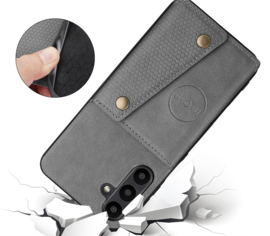 PU Bescherm-Hoes Cover met 4 Pas-vak voor Samsung Galaxy S26 PLUS - Blauw