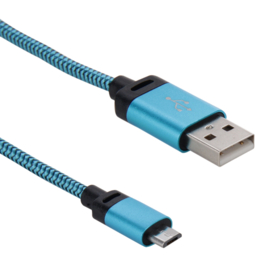 USB 2.0 - Micro USB Oplader en Data Kabel - 1,2 meter Blauw