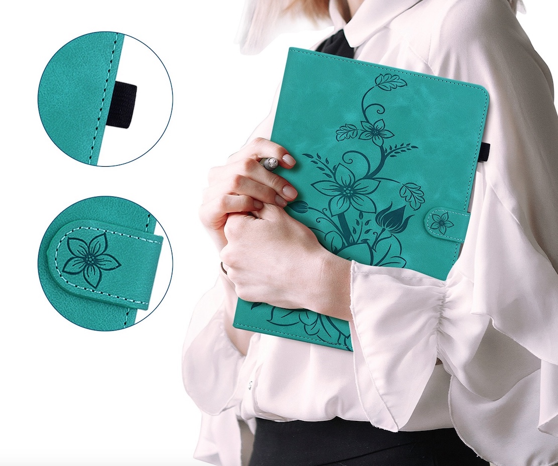 Luxe Bescherm-Etui Hoes Map voor Samsung Galaxy Tab A9 Plus  -  11"  -    Lelie  - Turquoise