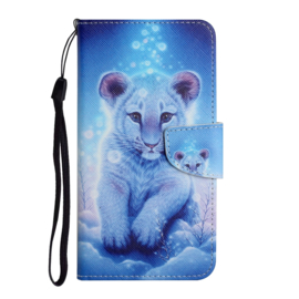 BookCover Hoes Etui voor Samsung Galaxy A34  -    Tijger - Welp -  Blauw