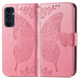 PU BookCover Hoes Etui voor Samsung Galaxy A16 - A26    Vlinders   Roze
