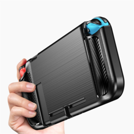 TPU Bescherm Hoes Skin voor Nintendo Switch  - Zwart-Carbon