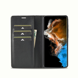 Luxe BookCover Hoes Etui voor Samsung Galaxy S23 FE Edition -  Zwart Rood Carbon