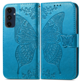 PU BookCover Hoes Etui voor Samsung Galaxy A16 - A26    Vlinders   Turquoise