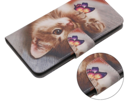 BookCover Hoes Etui voor Samsung Galaxy A15  -  Kitten - Vlinder