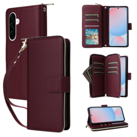 9-Pas Boek-Cover Portemonnee Etui Hoes voor Samsung Galaxy A57   -  Rood