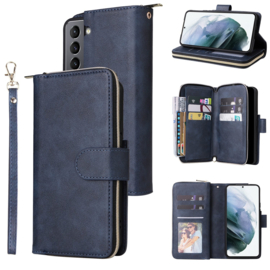 BookCover - 9 Cards - Wallet Etui Hoes voor Samsung S22   -  Blauw