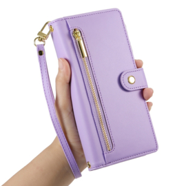 Luxe Portemonnee - Etui  Hoes Tas voor Samsung Galaxy A36  -  A56   - Met Schouder - Draagkoord -  Paars  -  Lila