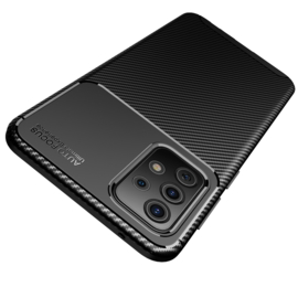 Samsung Galaxy A52 A52S  - Carbon TPU Bescherm-Hoes Skin - Zwart