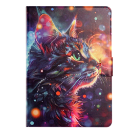 Luxe Bescherm-Etui Hoes Map voor Samsung Galaxy Tab S9 FE  -  S10 FE  -  S10 Lite "  -   "Kat - Rainbow"