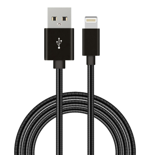 Luxe Metalen Lightning Oplader - Data USB Kabel voor iPhone    100cm. Zwart
