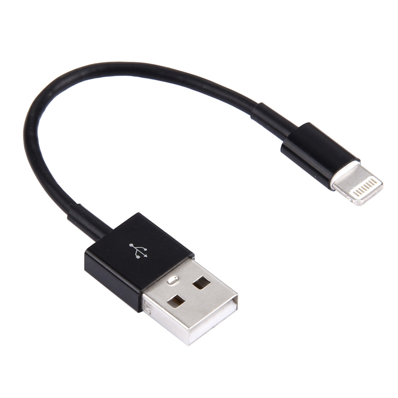 Lightning Oplader en Data USB Kabel voor iPhone  10cm. Zwart