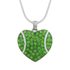 Silent Passion Heart-Charm Ball with Necklace, Green/White