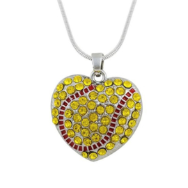 Silent Passion Heart-Charm Ball with Necklace, Yellow/Red