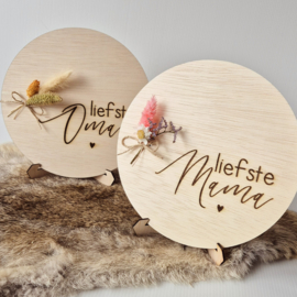 Houten cirkel incl. droogbloemen | voor mama of oma