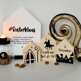 Houten huisjes (set van 3 stuks)