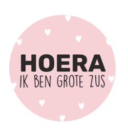 Sticker | hoera ik ben grote zus 40mm