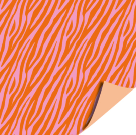 Inpakpapier | zebra roze/oranje  30cm breed