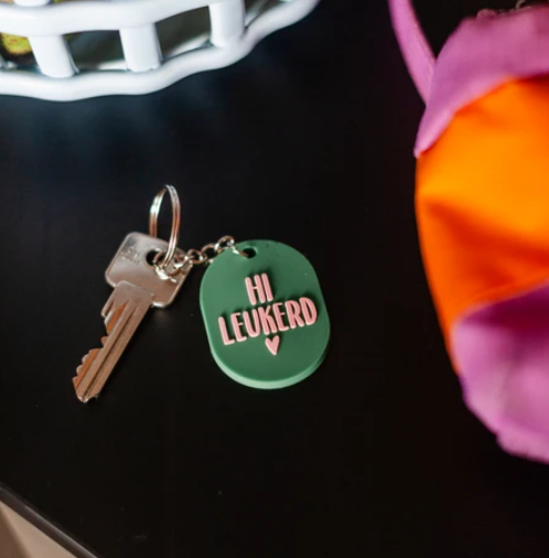 Sleutelhanger Hi leukerd | Veel liefs!