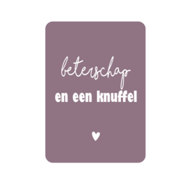 Labelgeluk kaart | beterschap en een knuffel