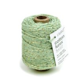 Katoen koord lurex  |  mint/ metallic goud | 3 meter