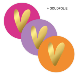 Sticker | hart assorti roze/paars/oranje (per 10)