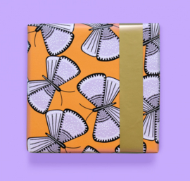 Inpakpapier |  Big Butterfly Lilac/Orange - Gold 30cm breed