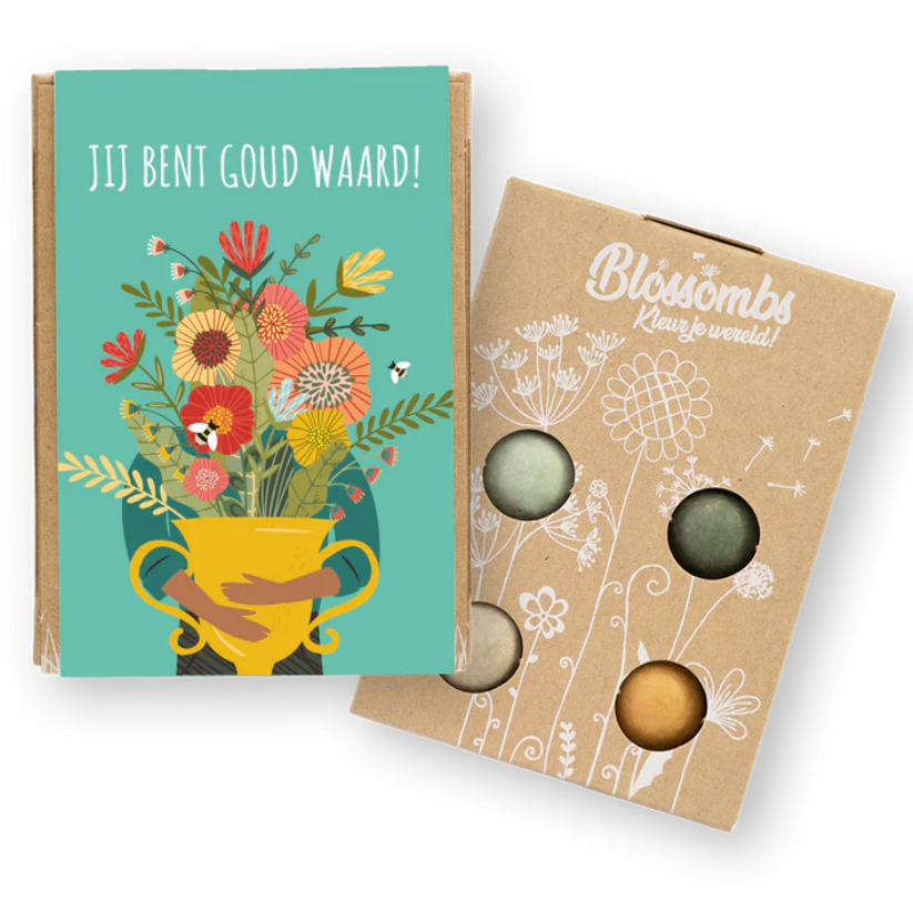 Gift Box Mini met 4 zaadbommetjes - Jij bent goud waard