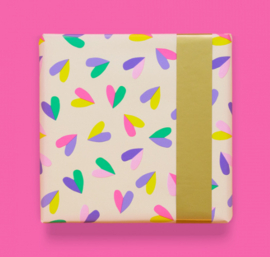 Inpakpapier | Hearts Duo goud 30cm breed