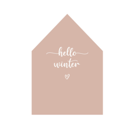 Huisje | hello winter roze | 20cm