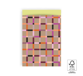 Cadeauzakjes | Art taupe/yellow 17x25cm (per 5)
