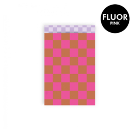 Cadeauzakjes big check fluor pink-cognac |12x19cm (per 5)