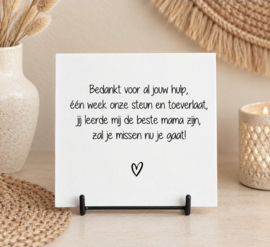 Forex tegeltje | kraamverzorgster | 15x15cm