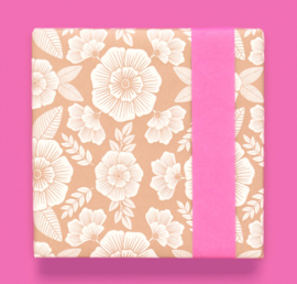 Inpakpapier |  Flowers Taupe - Pink 30cm breed