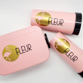 Sticker voor op lunchbox-/beker "flamingo"